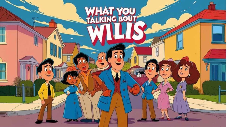 Animated poster of Entertainment Disney Movie Whatutalkingboutwillis with colorful family characters.
